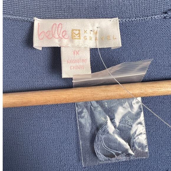 Belle by Kim Gravel Women's 1X Cardigan Sweater Feather Knit Open Front Duster - Picture 5 of 10